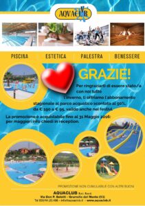 promozione clienti aquaclub parco acquatico